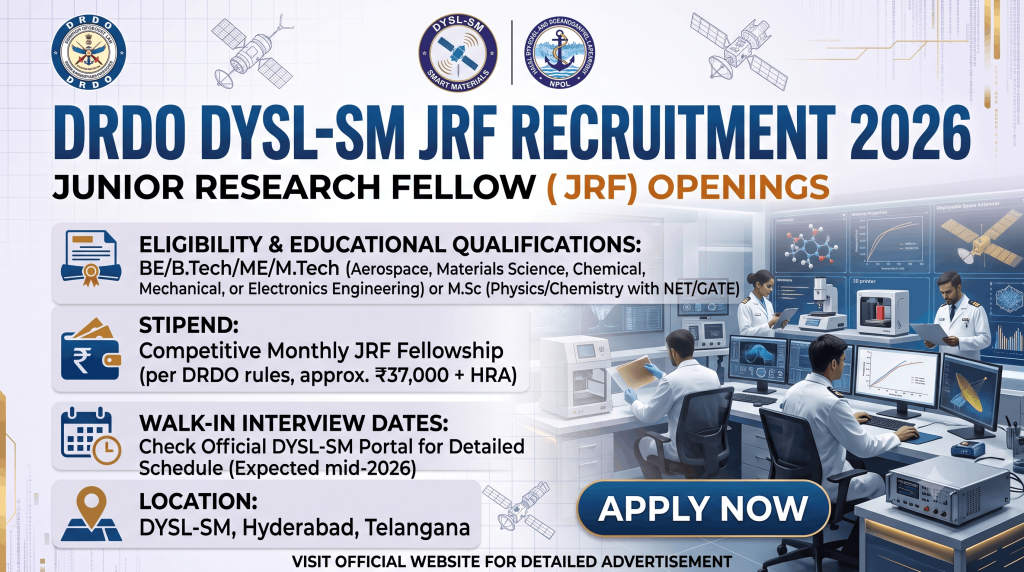 DRDO DYSL-SM JRF Recruitment 2026